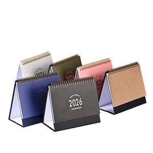 Custom Logo Eco-Friendly Stand Flip Desk Calendar Double Coil Binding Advertising Promotional Calendar for Office Desk Clock