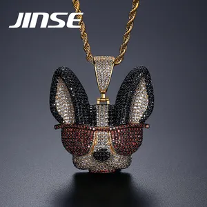 JINSE joyería de moda fabricante perro colgante, collar, joyería de Hip Hop Punk
