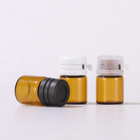 Mini botella de vidrio transparente o ámbar, botella de vidrio borosilicato, ampolla para pastilla con tapa, 1 ml