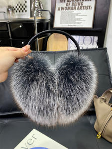 أغطية أذن نسائية أنيقة من فرو الثعلب والراكون الحقيقي، واقي أذن شتوي دافئ، غطاء أذن من فرو الثعلب الفضي - Product Image 6