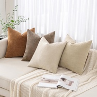 Housse de coussin personnalisable de forme carrée, style vintage, couleur unie, chenille, motif bambou tridimensionnel, fermeture éclair invisible