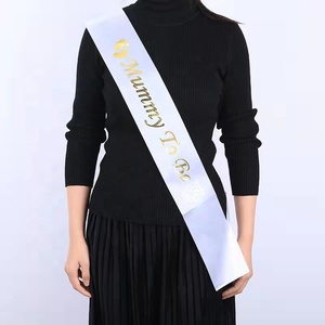 White Satin <strong>Daddy</strong> <strong>to</strong> <strong>Be</strong> Mommy <strong>to</strong> <strong>Be</strong> Sash Paper Badge Pin Set for Baby Shower Christmas Gender Reveals Party Decorations - Product Image 2