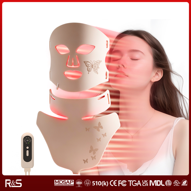 Light Silicone Soft Flexible Pdt Infrared Red Light Therapy Device Mask Machine of Led Facial Mask with Neck Red Light Therapy