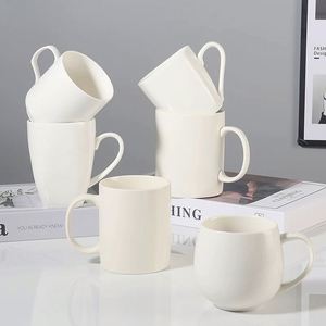 แก้วกาแฟเซรามิกสีพื้นเรียบง่ายสำหรับใช้ในบ้าน แก้วนมขายส่ง - Product Image 3