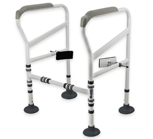 Barre d'appui de toilette moderne réglable avec étagère, capacité 150 kg, finition thermolaquée, marque MK, sécurité pour personnes âgées et femmes enceintes - Product Image 1