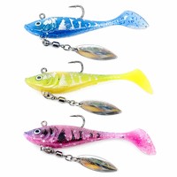 Leurre souple de pêche à queue de pagaie avec lame rotative - Leurre de pêche au basse à tête plombée