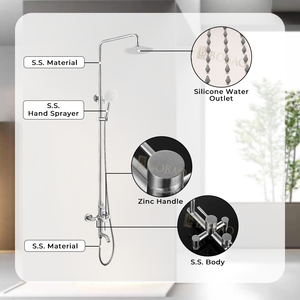 ระบบฝักบัวติดผนังสแตนเลสทรงกลมทันสมัย 3 ฟังก์ชั่น ชุดฝักบัวน้ำร้อนน้ำเย็น - Product Image 4