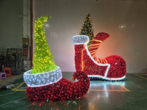 Chaussure de Noël rouge LED scintillante personnalisée, étanche IP65, populaire, avec motif arbre, pour affichage paysager en parc et jardin - Product Image 6