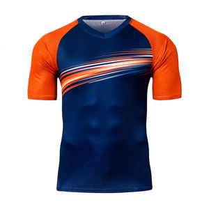 Quick Dry Breathable Stretch Sports Short Sleeve T Shirts <b>Top</b> Custom Logo Printing Men Cycling Downhill Mountain Ride MTB Jersey - Product Image 1