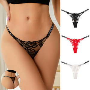 Tangas Románticas para Mujer con Diseño de Tiro Bajo Sexy de Encaje Transparente Método de Tejido de Punto Teñido Liso - Product Image 2