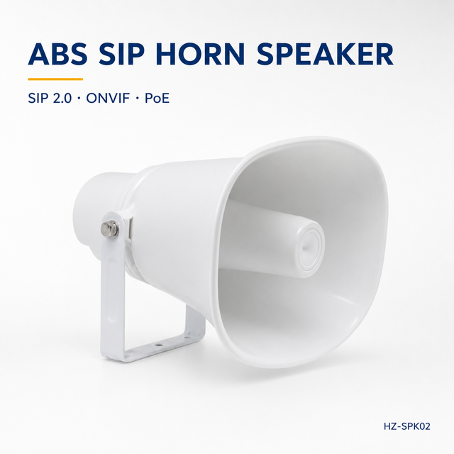 HZ-SPK02 ABS ONVIF SIP Horn Speaker Outdoor IP PoE Network Horn for Paging System