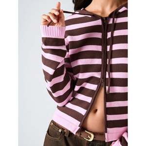 Striped Hooded <b>Cardigan</b> Multicolor Women's Wear - Product Image 5