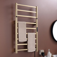 Sèche-serviettes électrique intelligent en acier inoxydable poli miroir avec étagère de rangement mural pour salle de bain, appartement, hôtel, séchage rapide, certifié CE