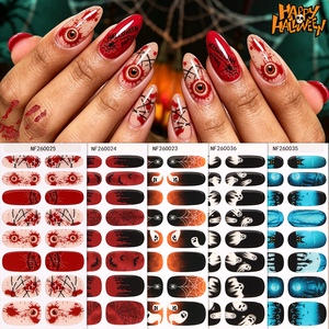 Autocollants semi-durcis en <span class=keywords><strong>gel</strong></span> non toxiques pour ongles, motif Halloween personnalisé : yeux sanglants, chauve-souris, toile d'araignée, fantôme, cimetière, <span class=keywords><strong>maison</strong></span> hantée, pour fêtes - Product Image 1