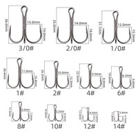 Lot de 10 hameçons triples en acier au carbone, 4 couleurs, emballage en boîte, taille 1, tranchants et solides # -3/0 #   Hameçon de pêche en acier à triple ardillon