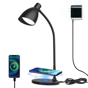 Candeeiro de mesa LED com porta de carregamento USB 5 modos 7 níveis de brilho com carregador sem fio