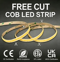 Bande LED COB découpable de toute longueur 8mm 480 LED/m 24V, lumière sans points, ruban flexible à découpe libre, éclairage ETL CE pour chambre et armoire