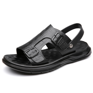 Casual Mens Genuine Leather Beach Sandals Convertible Two Wear <b>Slides</b> Breathable Non Slip For Outdoor Daily Summer Use - Product Image 6