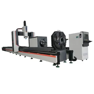 Mesin pemotong Laser, mesin pemotong serat tabung logam 3D untuk pipa ringan dan Stainless Steel