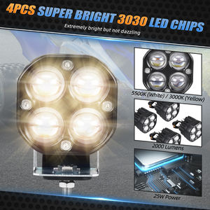 NICECNC 4PCS 25W 2000 Lúmenes 12V Luces de Trabajo Delanteras LED Faro para Yamaha <span class=keywords><strong>Raptor</strong></span> <span class=keywords><strong>700</strong></span> 700R 700RSE 2013-2023 2024 2025 2026 - Product Image 3