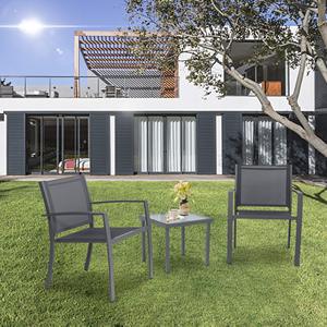 3 pezzi set da <span class=keywords><strong>bistrot</strong></span> all'aperto sedie da <span class=keywords><strong>bistrot</strong></span> Casual in Textilene con tavolino balcone resistente ai raggi UV impermeabile resistente al prato all'aperto - Product Image 5