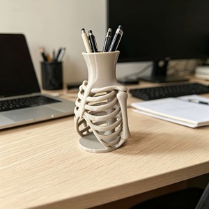 Portapenne Scheletro Toracico Stampato in 3D, Scatola Portaoggetti da Scrivania, Organizer per Cancelleria, Porta Pennelli Trucco, Decorazione Halloween, Regalo - Product Image 1