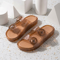 Sandales transparentes en gelée personnalisées OEM pour femmes, à double bride, plateforme, boucle en PVC transparent, pour la plage et les centres de villégiature, vente en gros