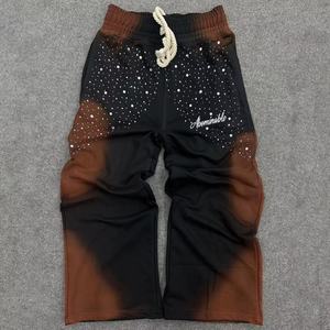 Pantalones Deportivos de Algodón 100% Personalizados para Hombre, Estilo Hip Hop, Holgados, con Efecto Deslavado, Bordado y Pedrería - Product Image 4