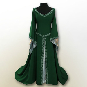 Abito da Principessa Medievale Rinascimentale 2026 per Donna - Costume per Halloween e Natale, Vestito Lungo Ricamato a Maniche Lunghe, Abito Aderente per <span class=keywords><strong>Film</strong></span> e TV - Product Image 2