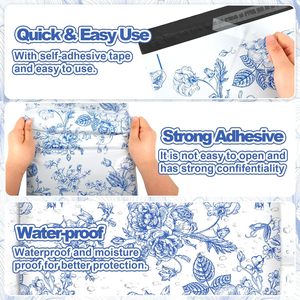 Sobres de polietileno para envíos de 10 x 13 pulgadas con diseño de flores azules y blancas, bolsas de plástico autosellables al por mayor, sobres decorativos para embalaje. - Product Image 3