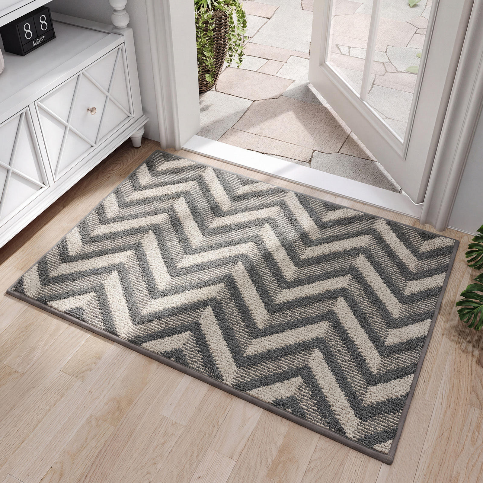 Pelo de bucle alto y bajo - patrón de ondas gris