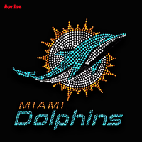 Motif dauphins, strass, motifs Miami Dolphins, modèles de strass, garnitures, appliques pour tissu