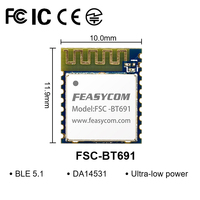 Dialogue de FSC-BT691 Feasycom DA14531 BLE 5.1 puce Transmission de données de faible puissance Module Bluetooth programmable prise en charge de la mise à niveau OTA