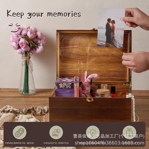 Boîte à bijoux en bois rectangulaire, couleur rétro, boîte de rangement de bureau pour la maison, table de maquillage, rangement de cosmétiques - Product Image 5