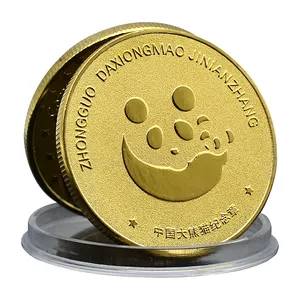 새로운 중국 팬더 골드 코인 금속 공예 홈 장식 동전 컬렉션 선물