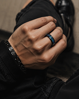 Bague Éternité Unique JLM en Acier Inoxydable Bleu Opale à Motif Floral pour Femme et Unisexe – Bijou Tendance pour Mariage, Fiançailles et Fêtes