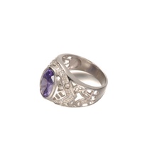 Grandes bagues en argent avec pierre précieuse violette pour hommes, pierre ovale Bagues en argent pour hommes 925 Bijoux en argent de style turc