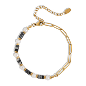Bingxin New Fashion Colorful Beads Stone Splicing Paper Clip Chain Rope Fresh Pearl Beaded Bracelet <strong>Jewellery</strong> for Women Girls - Product Image 6