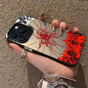 Nouvelle <span class=keywords><strong>coque</strong></span> de téléphone en TPU et PC plaqué argent avec motif araignée rouge anime pour <span class=keywords><strong>iPhone</strong></span> 17 Pro Max, 16 Plus, 15 Pro - Product Image 4