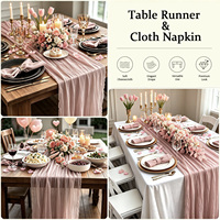 Nappes de table en gaze de coton rose/bleu clair 40x275cm /1.3FT * 9FT pour mariage/fête d'anniversaire/décoration intérieure 12PCS/PARTECIPATION