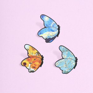 Pins de esmalte personalizados con pintura al óleo de <span class=keywords><strong>Van</strong></span> <span class=keywords><strong>Gogh</strong></span> (Mariposa, Noche Estrellada, Girasol), insignias y pines de solapa. Venta al por mayor, en stock, directo de fábrica. - Product Image 4