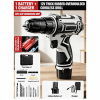 Perceuse sans fil au lithium-ion, kit d'outils domestiques, kit de réparation, tournevis électrique, boîte à outils, garantie 1 an pour le perçage du bois