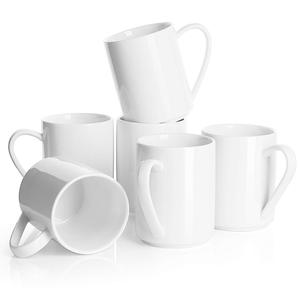 Ensemble de tasses en céramique blanches, design minimaliste, résistantes à la chaleur, compatibles micro-ondes et lave-vaisselle, pour usage domestique, cadeaux promotionnels, isolées - Product Image 1
