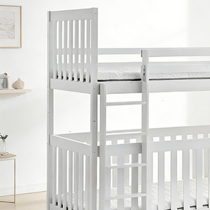 Cama <span class=keywords><strong>litera</strong></span> moderna de madera maciza blanca con barandillas de seguridad completas que ahorran espacio para bebés y niños pequeños, muebles para cuarto de niños - Product Image 2