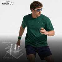 T-shirts de sport pour hommes personnalisés OEM, en nylon respirant à épaules tombantes, anti-humidité, design en maille premium, vêtements de sport