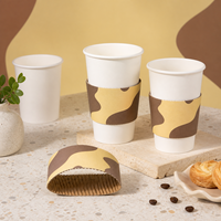 Manchon personnalisé imprimé pour gobelet de thé au lait Boba, support en papier écologique et recyclable pour les boissons à emporter en magasin