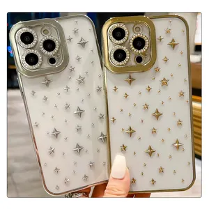 SOMOSTEL factory price electropated TPU phone cases with camera lens protector fundas protector for iphone 14 pro max samsung
