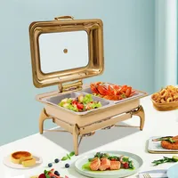 Luxe gouden chafing dish van 9 liter, buffetset voor hotel, catering, restaurant, voedselwarmer van hoogwaardig roestvrij staal