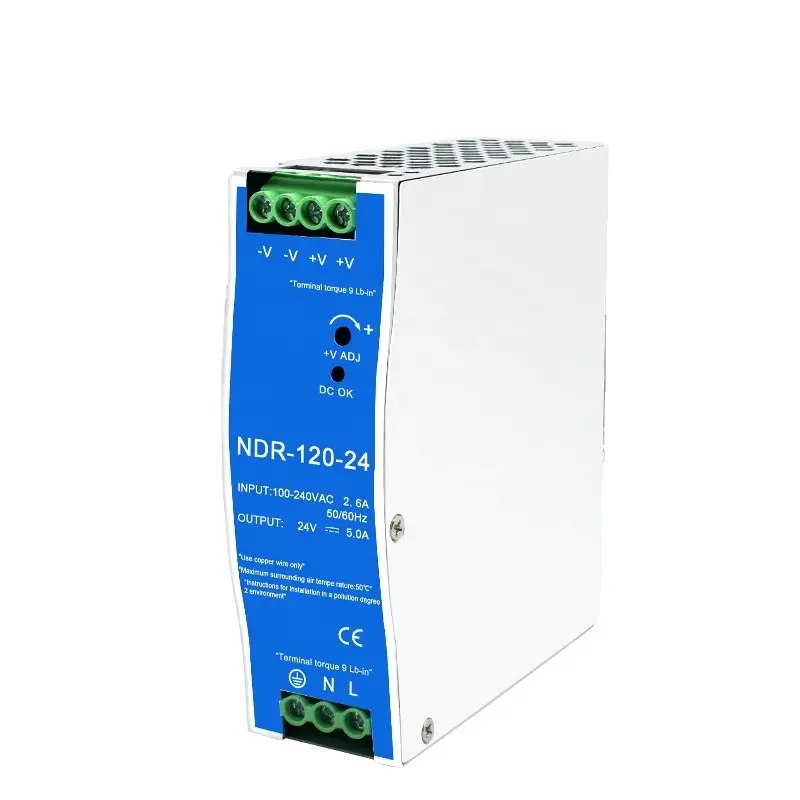 Ndr-120 Entrada 100V-220V AC TO DC Industrial DIN Rail NDR120 Tipo de alimentação de comutação 12v 24v