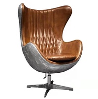 Chaise d'aviation de luxe, chaises pivotantes en laiton antique, style rétro vintage, cuir brun, chaise Spitfire pour club, hôtel, salon